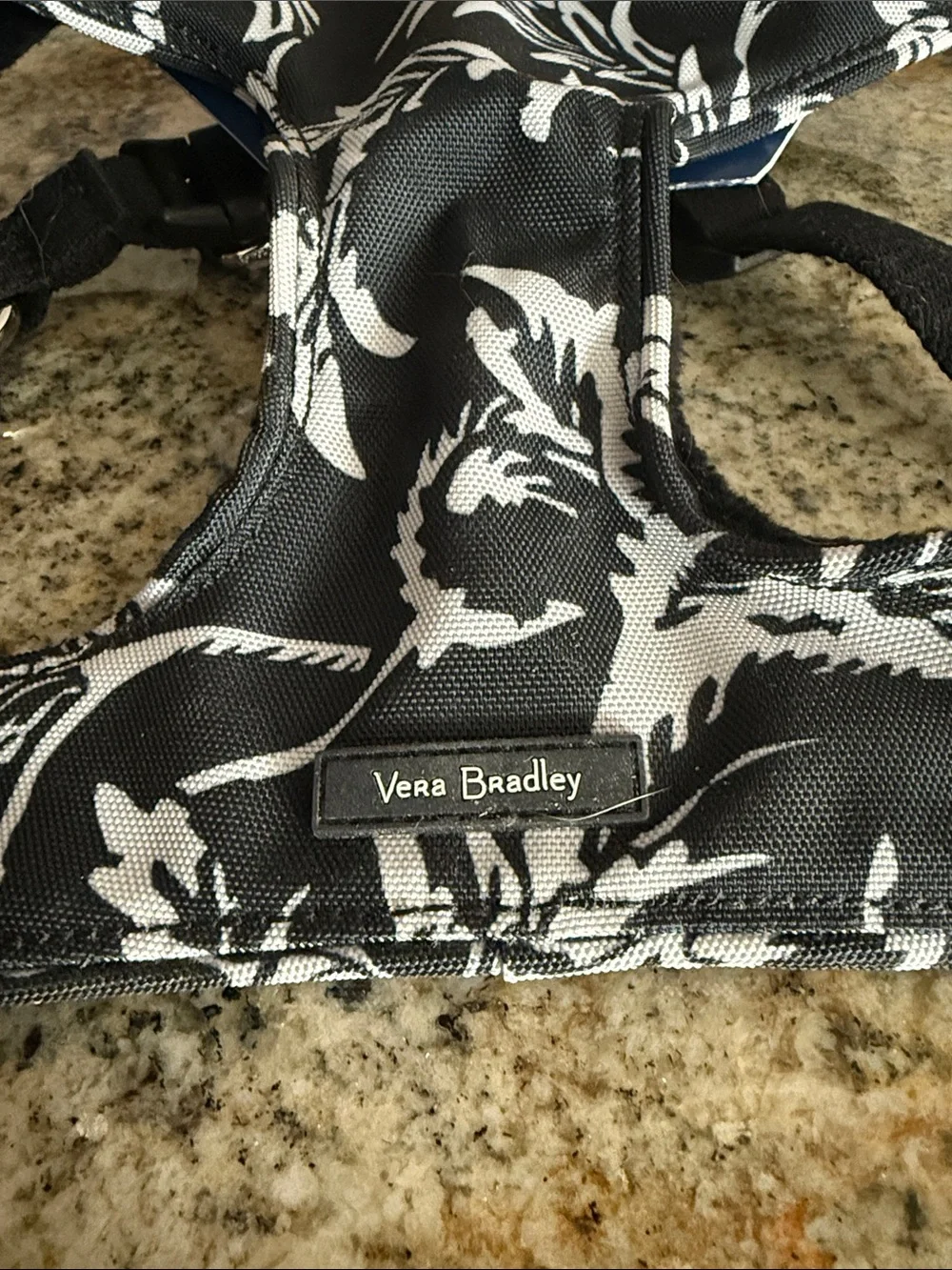 Vera Bradley Medium Black and White Floral Dog Harness
